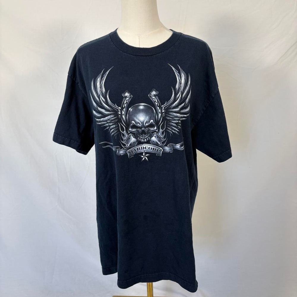 Black skull wings t shirt size large grunge dark emo streetwear